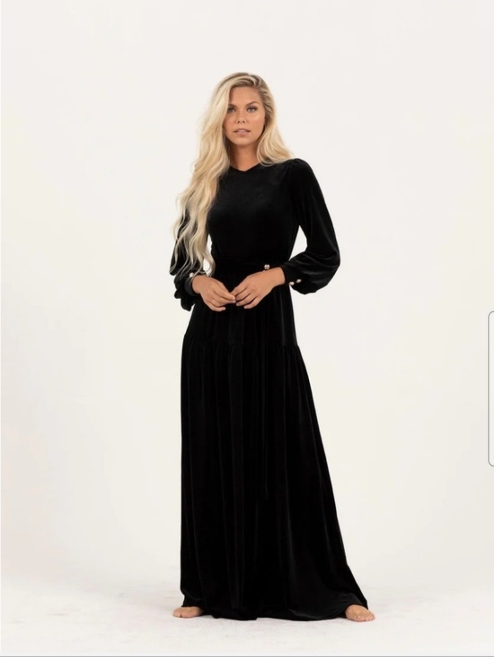 Aleeza Paris Black Velvet Maxi Dress